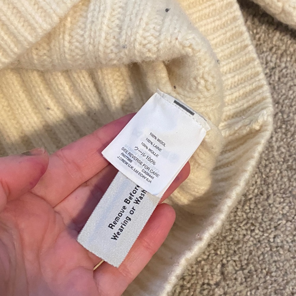 J. Crew creamy white Hawthorne pom pom Textured Crew Neck Sweater - Picture 6 of 7